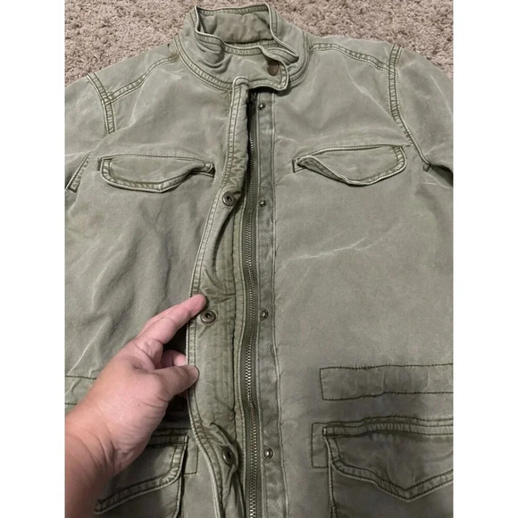 LUCKY BRAND Military Field Jacket Utility Coat Olive Green Full Zip Womens SMALL - Picture 7 of 10